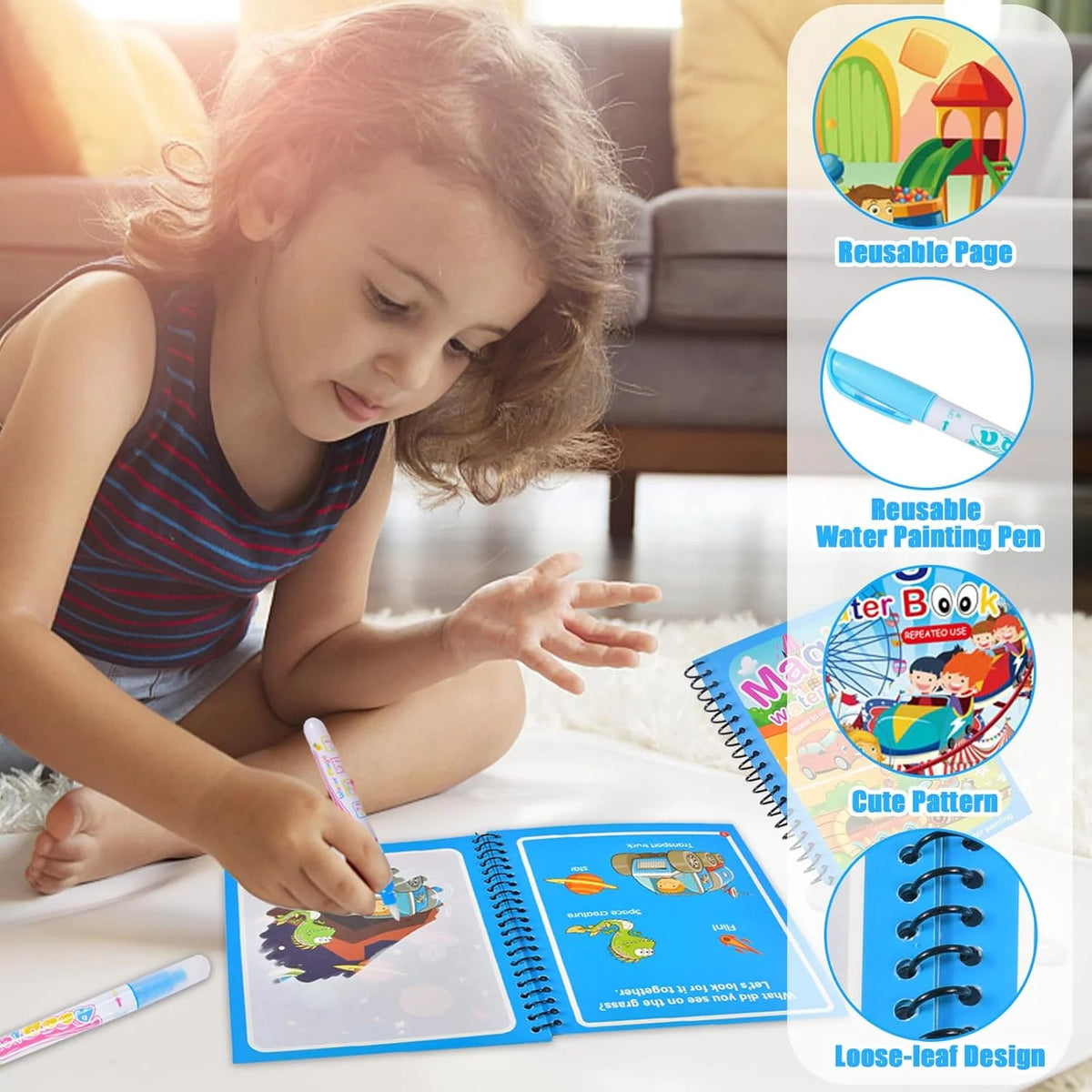 1pc Reusable Water Drawing Book Magic Water Book Mess-Free Magic